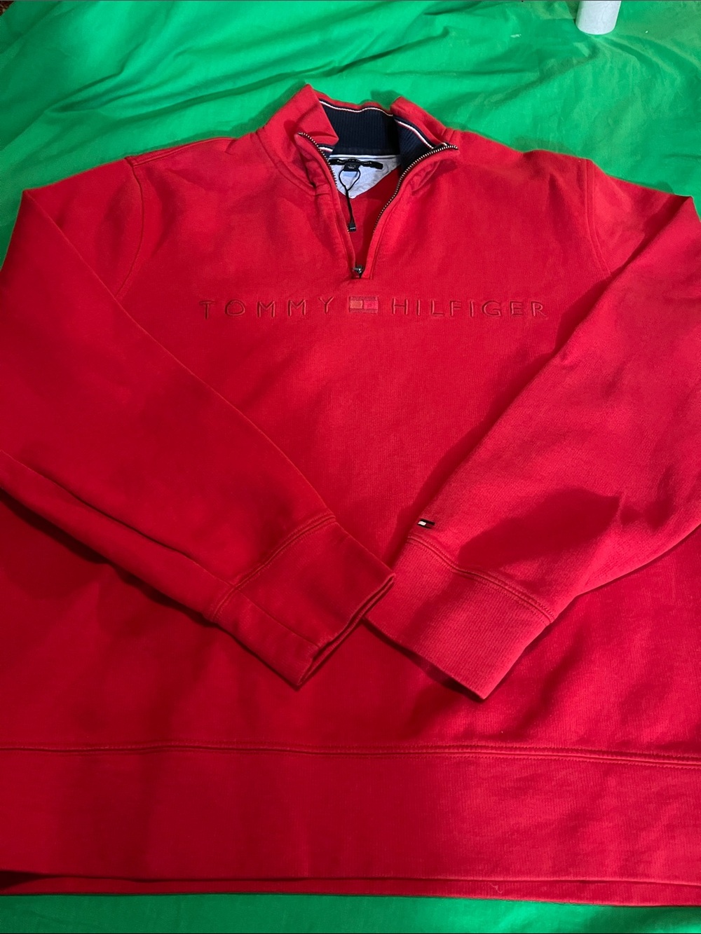 Tommy Hilfiger Red Half-Zip Pullover Sweatshirt
